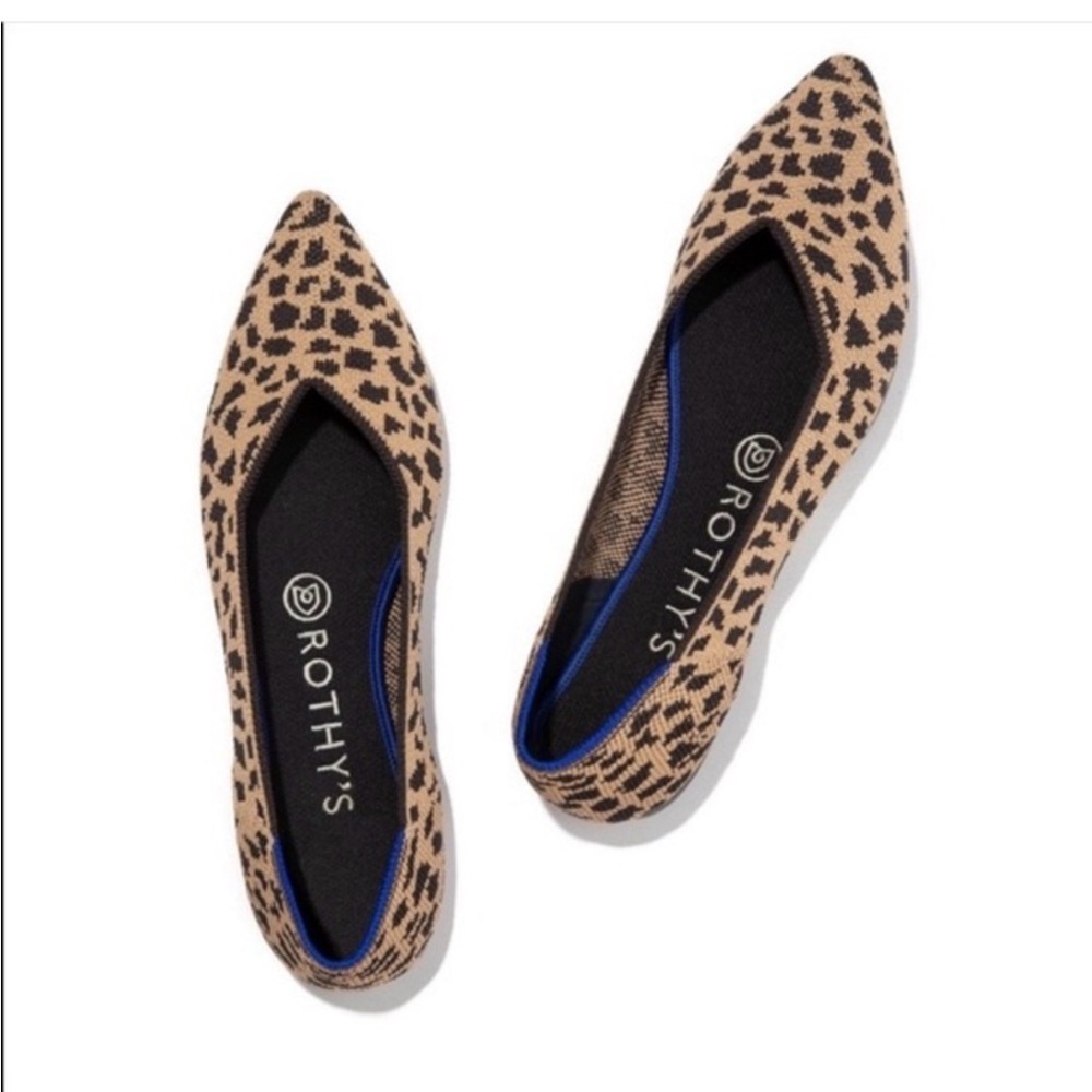 Rothy's The Point Leopard Print Flats size 8 Retired Cheetah Tan Brown office